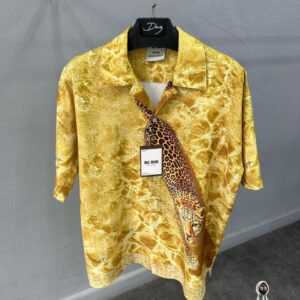 Gold Leopard Print Camp Shirt