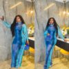 Blue mesh maxi dress