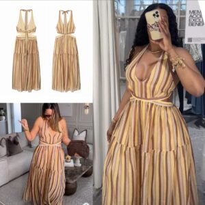 Zantac Striped Cutout Dress