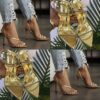 Gold Rhinestone strappy Stiletto Heel