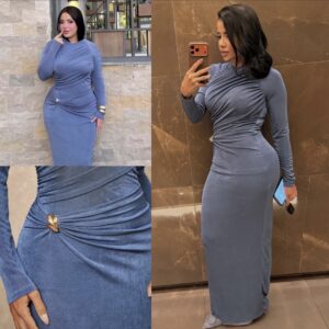 Ruched Slate Maxi Dress