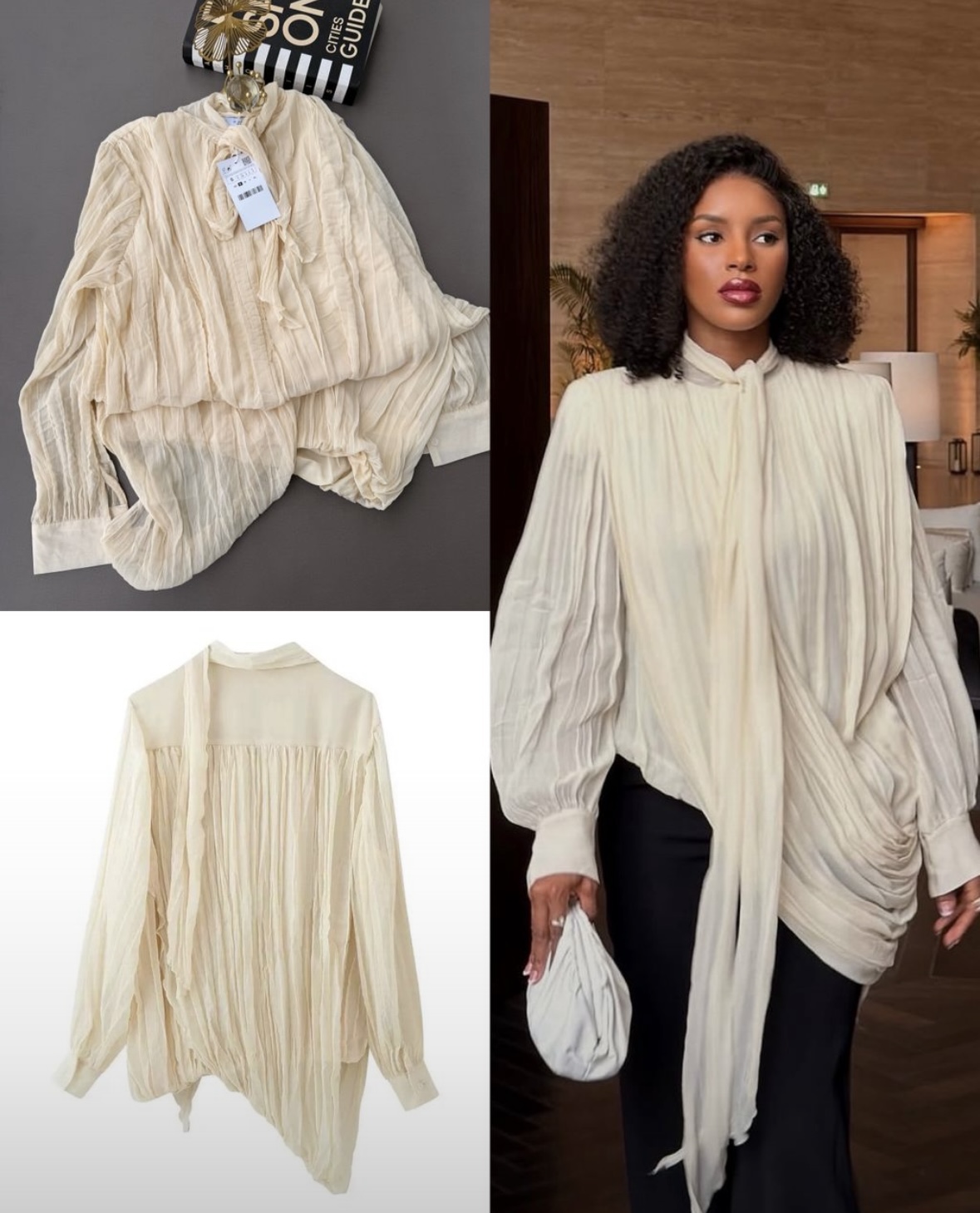 Zara Asymmetrical Pleated Blouse