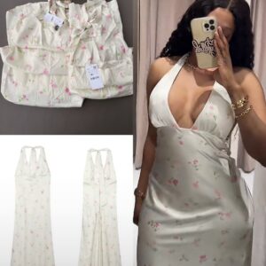 Zara Floral Satin Flared Dress