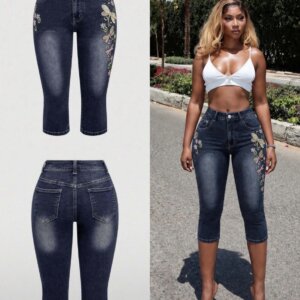 Embroidery Romwe Retro Capri Low Waist Jean