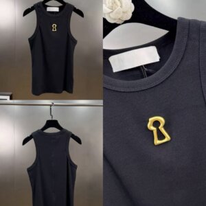 Keyhole Ribbed Viscose Knit Tank Top