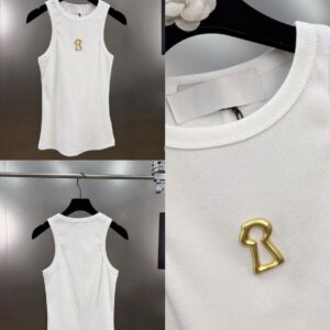 Keyhole Ribbed Viscose Knit Tank Top