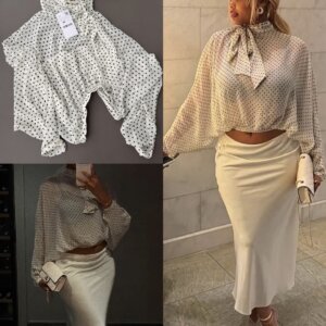 Retro Polka Dot Bow Blouse