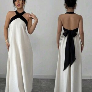 Cross Strap Tied Bow Dress