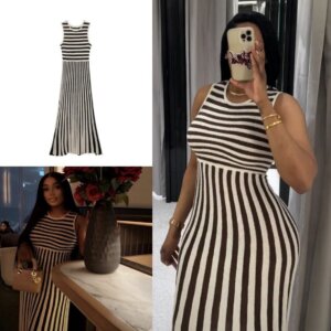 Sleeveless Striped Knit Dress