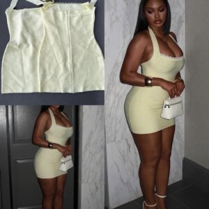 Lace Trim Halter Bandage Dress