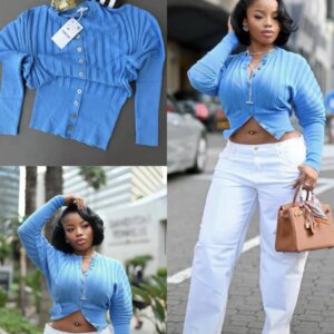 Pleated Knit Cardigan