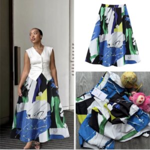 Printed Pleated Midi Set