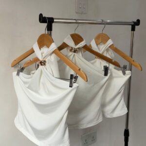 Ring White halter Top