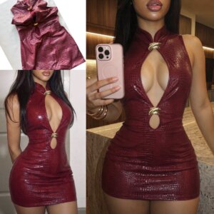 Croc Skin Cut Out Mini Dress