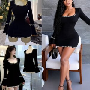 Detailed Beaded Mini Dress