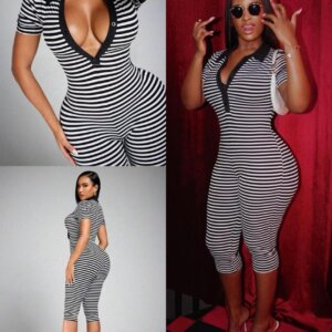 Sexy Stripe Capri Jumpsuit