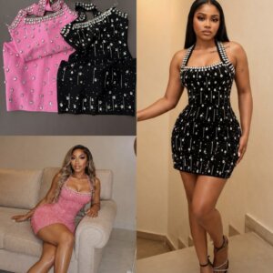 Rhinestone Halter Dress