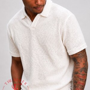 Knitted off white polo