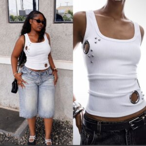 Metal Rings Stitching Tank Top