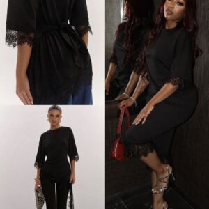 Asymmetric Hem Blouse & Capri Set