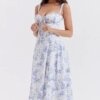 Floral Corset Slit Dress