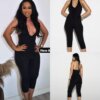 Halter Neck Deep Plunge Capri Jumpsuit