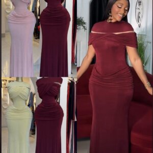 Highneck Pleated Maxi Dress