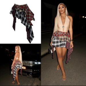 Irregular Plaid Skirt