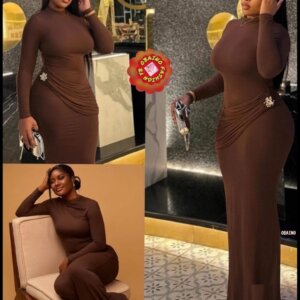 Draped Maxi Dress with Brooch