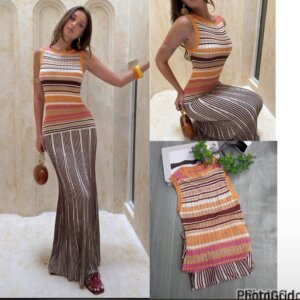 Striped Sleeveless Knit Dress