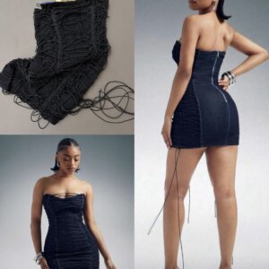 Denim Laceup Tube Dress