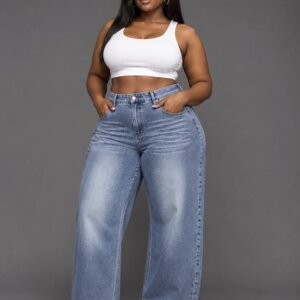 High Waist Denim Trouser