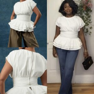 Ruched Layered Peplum Top