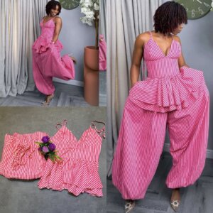 Stripe Barrel Pant 2 Piece Set